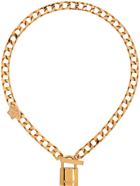 versace gold necklace womens|versace lock statement necklace.